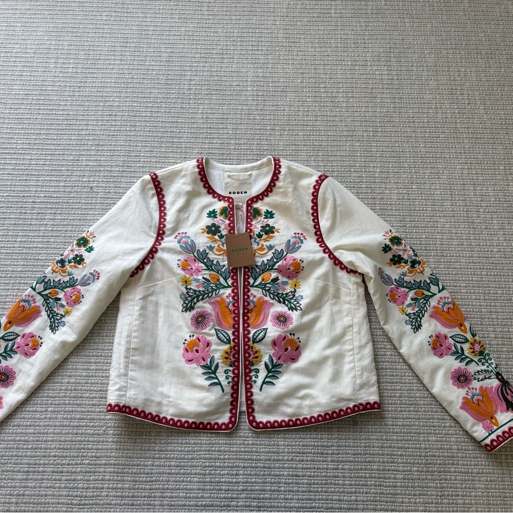 Boden jacket NWT 6 embroidered item jacket Islington Multi Floral Embroidery - Picture 10 of 15